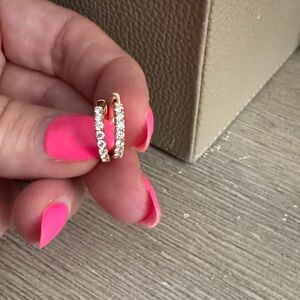 14k gold diamond hoops